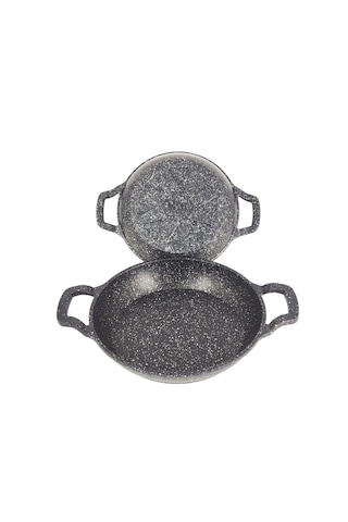 3728 - 2 Parça - Döküm, Bio Granit, 16 Ve 20 Cm Sahan Seti, Siyah Renk Siyah