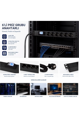 Lande Ln-Prz-Sgt-1U6P-Sc 6 Lı Priz Sigortalı