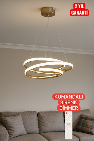 Ers Aydınlatma Okyanus Gold İle 3 Renk Kumaldalı Dımmer Özellıkleri Led Sarkıt Avize Altın