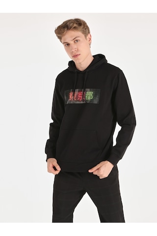 Colin's Colins Regular Fit Baskılı Kapüşonlu Siyah Erkek Sweatshirt Cl1059894 Siyah