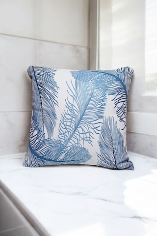 Modern Tarz Dijital Baskılı 4 Lü Dekoratif Kırlent Kılıfı Seti 43x43 Cm Şık Ve Renkli Tasarımlar Mavi - Beyaz
