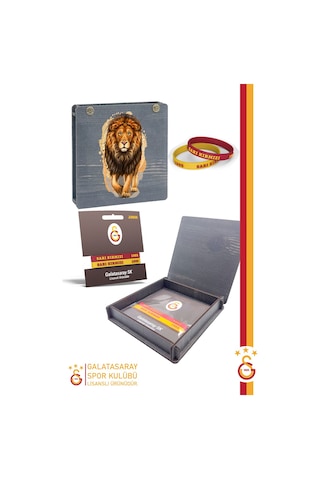 Galatasaray Orijinal Lisanslı Sarı Kırmızı 1905 2'li Yetişkin Bileklik Aslan Baskılı Hediyelik Ahşap Kutulu Sarı - Kırmızı