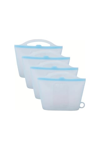 Brightnova 4 Adet Sızdırmaz Silikon Saklama Kabı 1200ml Bpa Free Bulaşık Makinesinde Güvenli Blue 40 58oz Mutfak Buzdolabı Seyahat Ofis -