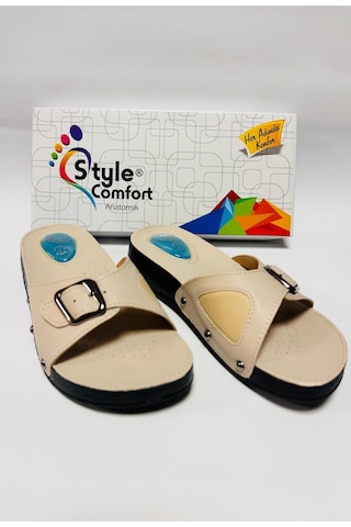 Style Comfort Terlik Anatomik Jel Topuk Destekli Kemik Çıkıntısı Bej