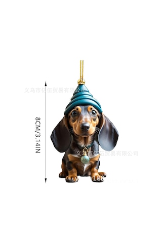 Qingmipy Yılbaşı Temalı Köpek Figürlü Araç İçi Dekor Asılı Akrilik Otomobil Aksesuarı - Dayanıklı Ve Şık Kırmızı