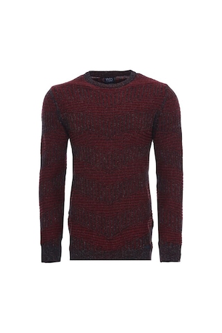 Bordo Bisiklet Yaka Kendinden Desenli Triko 001