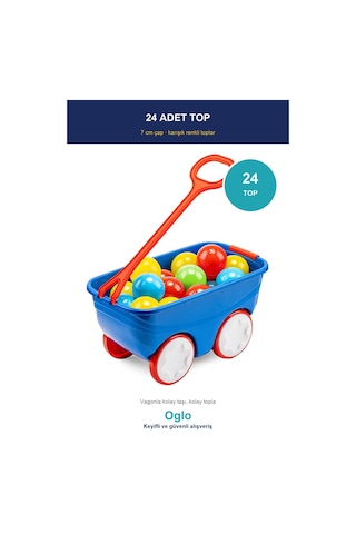 Gezgin Vagon Oyun Seti 24 Adet 7 Cm Renkli Top Mavi