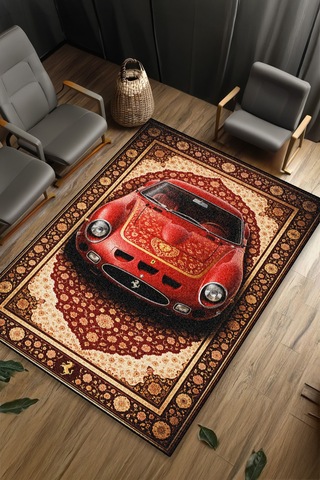 Ferrari 250gto Araba Desenli Halı Dijital Baskı Yıkanabilir Kaymaz Taban Leke Tutmaz