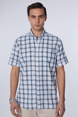 Tudors Klasik Fit Kısa Kollu Düğmeli Yaka Tek Cep Kareli Yazlık Keten Efekt Erkek Gömlek-30941-multi Çok Renkli