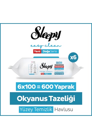 Sleepy Ocean Yüzey Temizlik Havlusu Mendili Okyanus Tazeliği 6x100 (600 Yaprak)