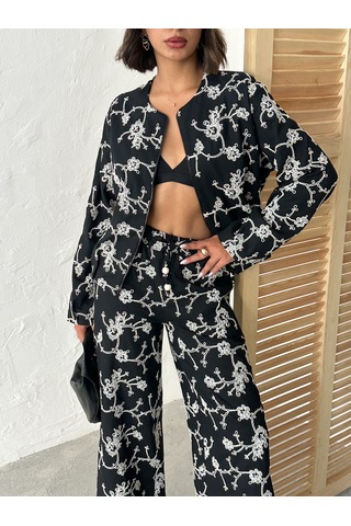 Verymoda Çiçek Nakışlı Fermuarlı Ceket F1948 Siyah
