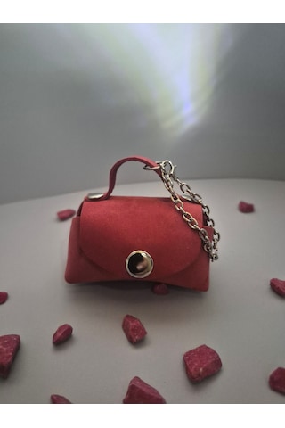 Gogo Charm Çanta Aksesuarı Mini Çanta Hakiki Deri Gülkurusu