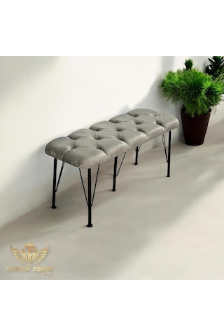 By Hakan Aşkın Metal Ayaklı Babyface Puf & Bench Açık Gri Baby Face Açık Gri