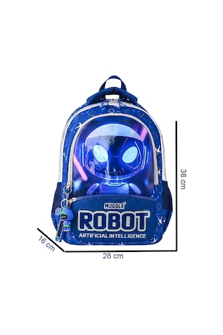Muggle 3 Bölmeli Robot Okul Sırt Çantası Lacivert Mu-5904 Lacivert