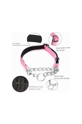 Martingale Köpek Tasması Geniş 2,5 Cm 2,5 Cm Reflektif Naylon Paslanmaz Çelik Zincirli Köpek Tasması Rahat Yumu Çok Renkli