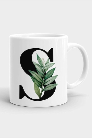 Porselen S Harfli Beyaz Kupa Bardak Beyaz