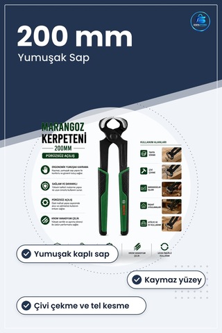 Marangoz Kerpeteni 200 Mm Ergonomik Yumuşak Sap Kesici Çivi Çekme