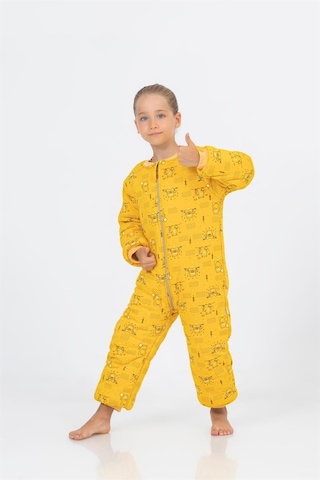 Kız Erkek Çocuk Kalın Elyaf Dolgulu Premium Kalite 2.5 Tog Desenli Uyku Tulumu Ekru - Sarı