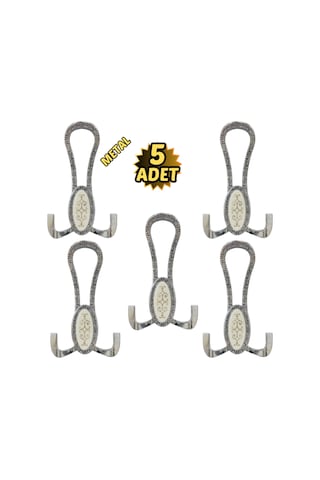Krom Desenli Vestiyer Portmanto 5 Adet Askılık Metal Krom