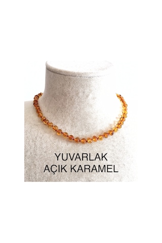 İpek Kehribar Litvanya Sertifikalı Baltık Kehribar Kolye Bebek Kolyesi Diş 0-3 Yaş 33 CM Kahverengi