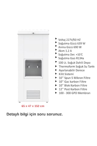 Sanayi Tipi Sebil 100 Lt. Soğutmalı Arıtmalı Beyaz Boyalı
