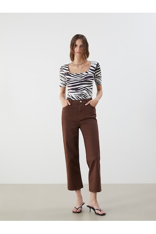 Lcwaıkıkı Classic Siyah U Yaka Zebra Desenli Kadın Body