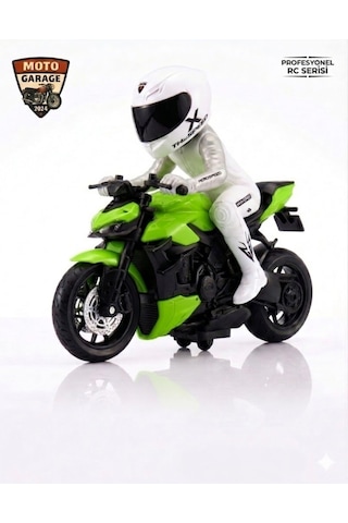 Th-speed X Uzaktan Kumandalı Rc Motosiklet Model - Yeşil - 1/10 Ölçek - Yarışçı Figürlü