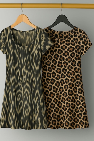 2 Adet Dökümlü Rahat Kalıp Günlük Penye Kumaş Elbise Haki