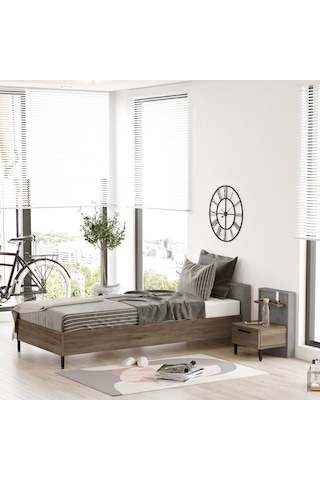 Robin Home Dream Genç Odası Takımı 2'Li Set Karyola Komodin Kahve Kahverengi