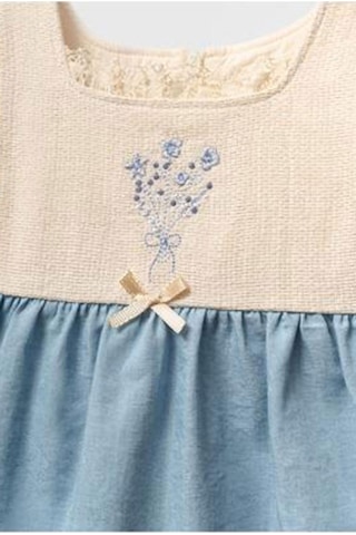 Miniğimin Cicileri Nakış Detaylı Tunik Ve Pantolon Kız Bebek Takım Mavi