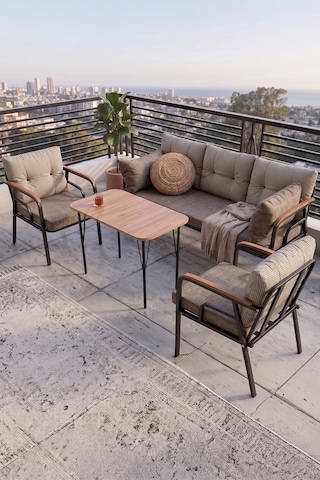 Canisa Ekon Serisi 1. Sınıf 3+1+1 Cappucino Bahçe Balkon Oturma Koltuk Takımı,