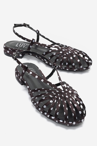 Luvi Shoes Lıss Siyah Beyaz Puantiyeli Kadın Sandalet