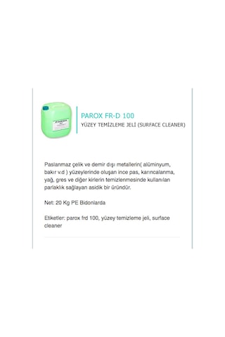 Pelox FRD Paslanmaz Temizlik Kimyasalı 30 KG