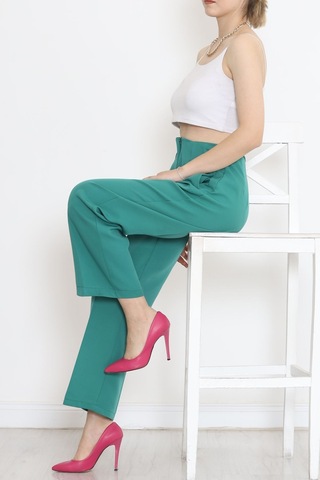 Mokashopin - Beli Pensli Pantolon Koyuyeşil - 20857.683. 001