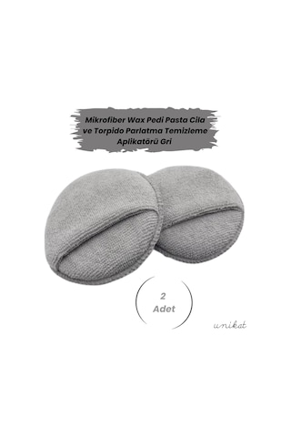 Mikrofiber Wax Pedi Pasta Cila Ve Torpido Parlatma Temizleme Aplikatörü Gri 2 Adet