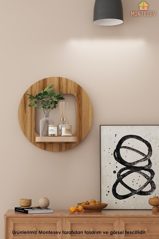 Ahşap Dekoratif Duvar Rafı 2 Li / 3 Lü Set Mtsv - 541 Kahverengi
