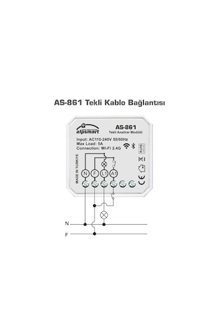 Alpsmart As-861 Akıllı Wi-fi Tekli Duvar Anahtar Modülü Tuya Uyum