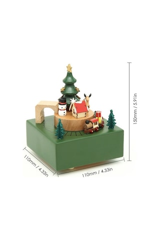 Novahub Noel Trenli Mekanik Müzik Kutusu - Kurmalı Hareketli Dekoratif Hediye, Küçük