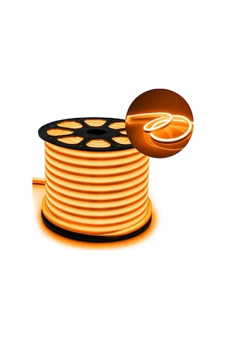 Pm-5294 Silikon Kaplama 12 Volt 100 Metre Oranj Turuncu Neon Led Şerit Aydınlatma Diğer