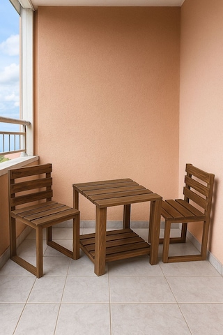Ahşap Bahçe/balkon Bistro Oturma Takımı Kahverengi