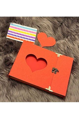 Kalpli Kapaklı Fotoğraf Albümü Metal Kilitli, Scrapbook Uyumlu 26 18 Cm