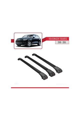 Volkswagen Touareg 2010-2015 Arası İle Uyumlu Ace-1 Ara Atkı Tavan Barı Siyah 3 Adet Bar