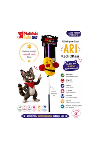 Matatabi Cats Arı Alüminyum Saplı Kedi Oltası Matatabi,çıngırak Ve Özel Hışırtı İçerir.özel Kumaş