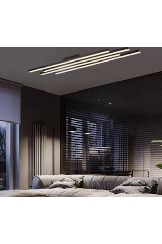 Siyah 4* 100 cm Led Tavan Lambası 3000K Sarı Işık Modern Avize