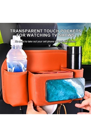 Kırmızı Seametal Araba Koltuğu Arka Organizatör Saklama Çantası Çok Fonksiyonlu Depolama Anti-kick Mat Araba Arka Koltuk Organizatör Koruyucu Ped