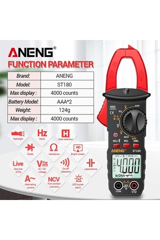 Pazly 4000 Ölçüm Dijital Pensampermetre: Ac/dc Voltaj, Akım, Direnç, Kapasite, Ncv, Veri Saklama, Otomatik Menzil