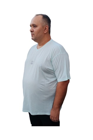 Big Nona Erkek Büyük Beden Unisex T-shirt V Yaka Mint Yeşil Mint Yeşili