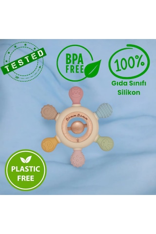 Boncuklu Silikon Bebek Diş Kaşıyıcı Hafif Ve Rahat Kavranır Çok Renkli