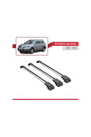 Mitsubishi Outlander 2003-2008 Arası İle Uyumlu Ace-1 Ara Atkı Tavan Barı Gri 3 Adet Bar