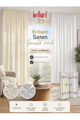 Brillant Lüx Saten Güneşlik 310'a Kadar Ayarlanabilir Boy Ölçüsü Krem